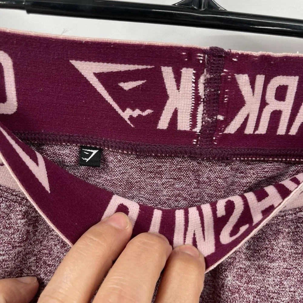 Gymshark XS Flex Leggings Women Burgundy Pink Marl Seamless Contouring Gym Pants